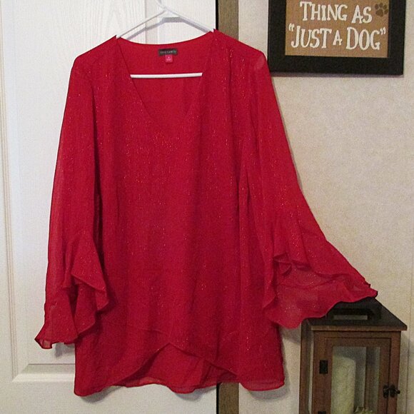 Vince Camuto Rd Ruffle Sleeve Blouse - Picture 1 of 4